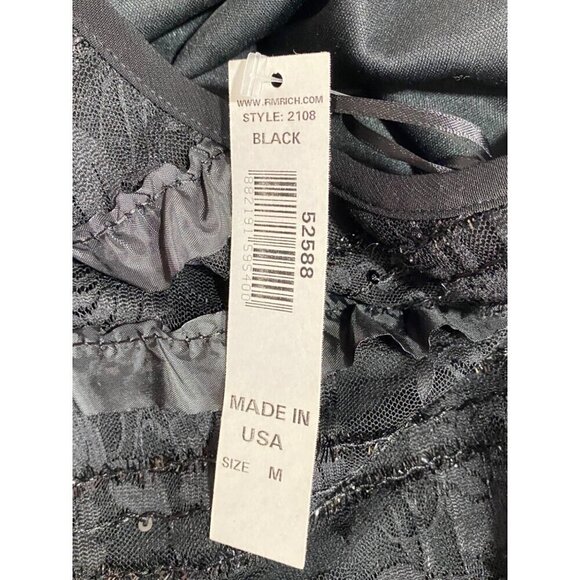 R & M Richards Dressy Black Halter Blouse Lace Ruffle Sparkle Women's Medium NWT - Picture 6 of 9